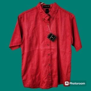 3/$30 JONATHAN COREY Raspberry Pink Two Tone Button Down Short Sleeve Shirt